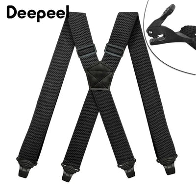 Deepeel 3.5X120cm Men's Adult 4 Clip Casual Trousers Fashion X - shaped Stripes Plastic Clamp Elastic Suspenders | SAMAG