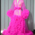 Women Dressing Gown Perspective Sheer Long Tulle Robe Puffy Pregnancy Maternity Dress for Baby Shower Nightgown Sleepwear Custom