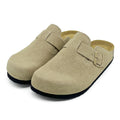 Retro Suede Leather Mule Clogs Arch Support Cork Latex Footbed Adjustable Buckle Non-Slip Indoor Outdoor Walking for Women & Men
