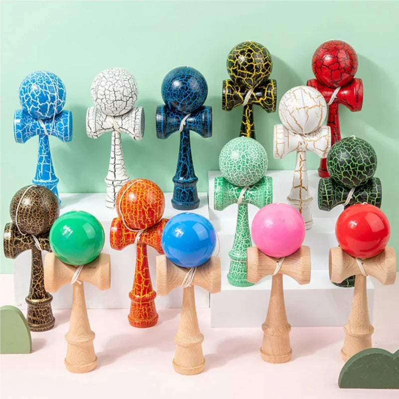 Crack Painted Kendama Toy Outdoor Fitness Balls Train Eye-hand Coordination for Children Adults Outdoor Fun Juggling Sports Ball