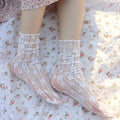 Women's Harajuku Kawaii Ladies Breathable Transparent Floral Lace Socks Sweet Mesh Fishnet Socks Soft Funny Socks Hosiery