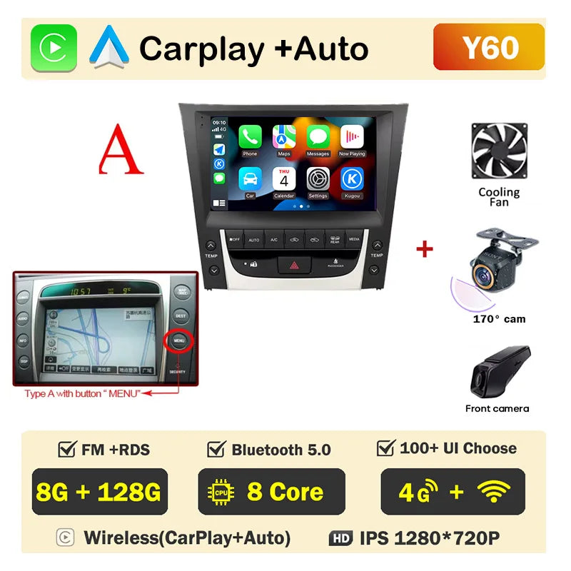 For Lexus GS300 S190 GS350 GS400 GS430 GS450h GS460 GS 300 III 3 350 Car Radio Auto Android Multimedia Carplay 2din Navigation
