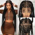 36in Full Lace Cornrow Braided Wigs Synthetic Natural Braiding Hair Wigs Box Braided Lace Wigs with Baby Hair for Black Women