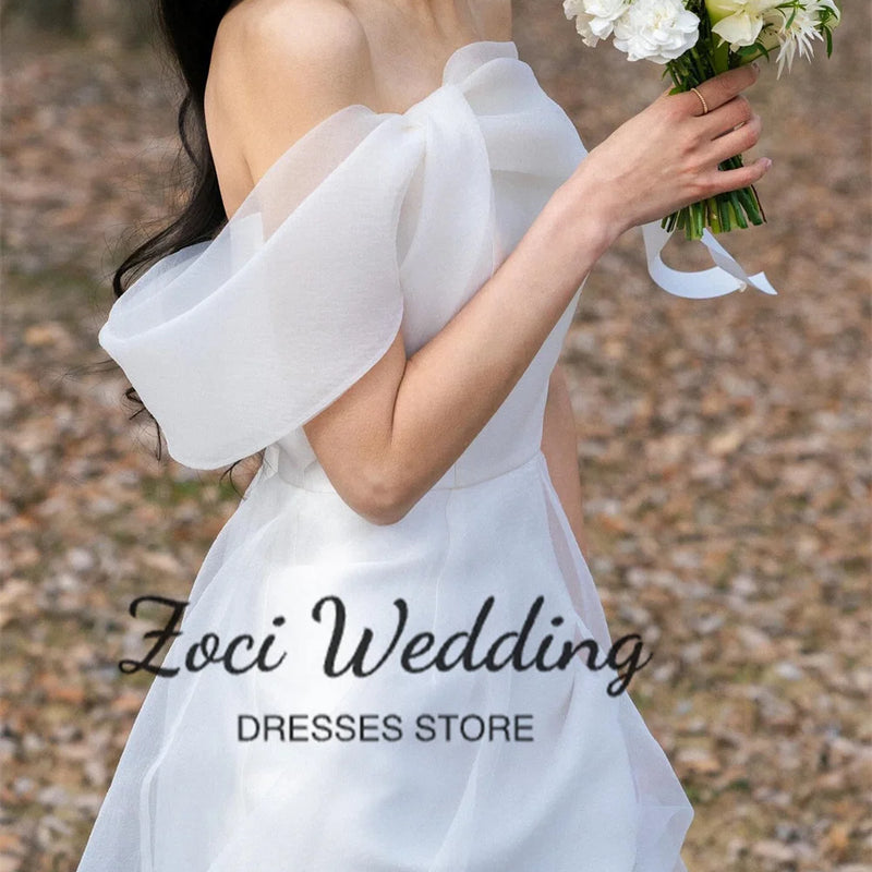 Zoci Elegant Off Shoulder Sheath Korea Wedding Dress - View 4 | SAMAG