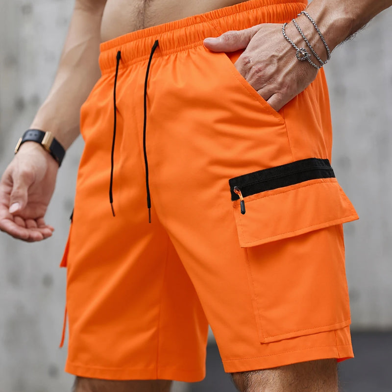 Men's Casual Cargo Shorts Big Pockets Loose Fit Elastic | SAMAG