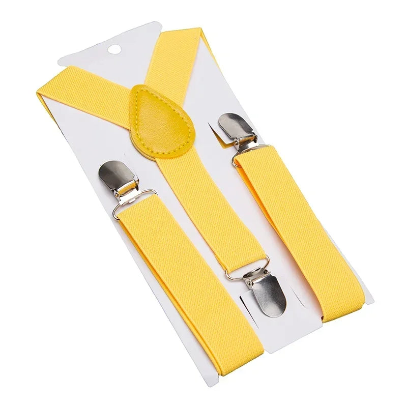 Solid Color Kids Suspenders with Fashion Children Boys Braces Girls Elastic Adjustable Suspenders Baby Wedding Ties Accessories