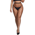 High Waist Sexy Fishnet Black Garter Stockings Tights Open Crotchless Body Suit Large Plus Size Pantyhose for Oversized Woman XL