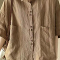 Retro Cotton Linen ort Sve Women's irt Summer New Loose Casual  Collar Top Faion Korean Sle Thin Material