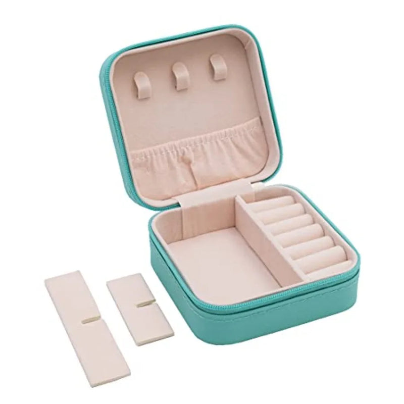 Mini Jewelry Travel Case Small Portable Jewellry Organizer Box Portable Display Storage Box for Rings Earrings Necklaces Gifts