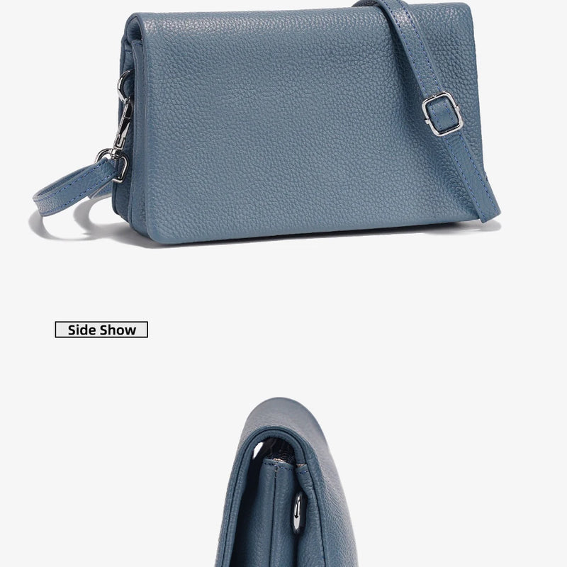 Zency New Soft Plain Color Leather Bag Multiple Pockets Women's Bag Genuine Leather Shoulder Crossbody Versatile Commuting Bag