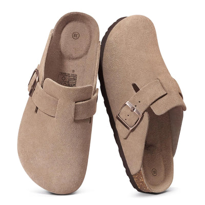 Evshine Women's Cow Suede Clogs with Arch Support Comfort | SAMAG