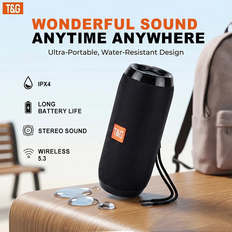 TG117 Bluetooth Portable Wireless Speaker, IPX4 Waterproof, TWS Stereo Sound, Support TF Card & USB Playback, Connect Phone Tablet TV, Outdoor Wireless Audio Speaker, Ideal Birthday, Thanksgiving, Christmas Party Gift