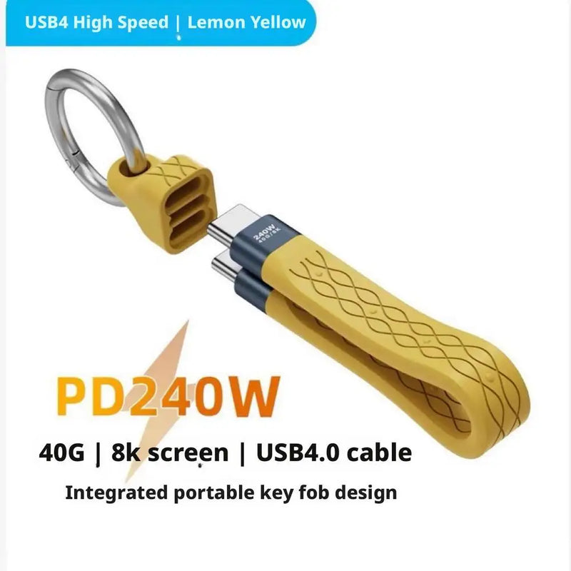 USB C Keychain,Thunderbolt 4 Short USB C Keychain Cable with 240W PD Fast Charging 40Gbps Data Transfer,8K@60Hz Durable Cable