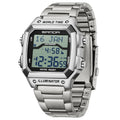 SANDA Fashion Digital Sport Watches Men Waterproof Stopwatch Alarm Date Week Watch Man Golden Strap LED Square Dial Wristwatch
