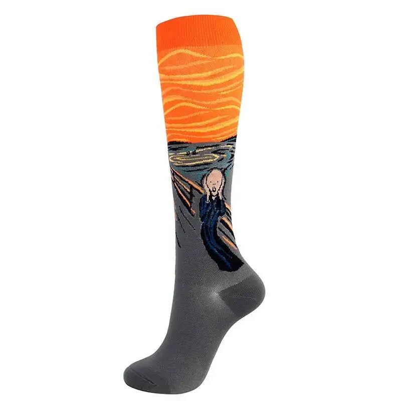 Oil Painting Compression Socks Men Women Mona Lisa Sky | SAMAG