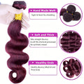 Red Color Body Wave Human Hair Bundles #99j Burgundy Hair Bundles Brazilian Remy Hair Weaving 1/3 Bundle Deals For Extensions