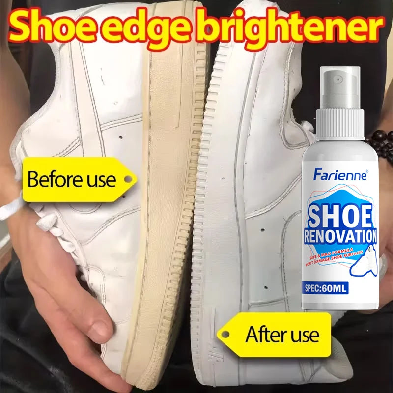 Farienne 60ml Shoe Renovation Spray Sneaker Whitening Yellowing Remover for White Shoes Cleaner Care Product