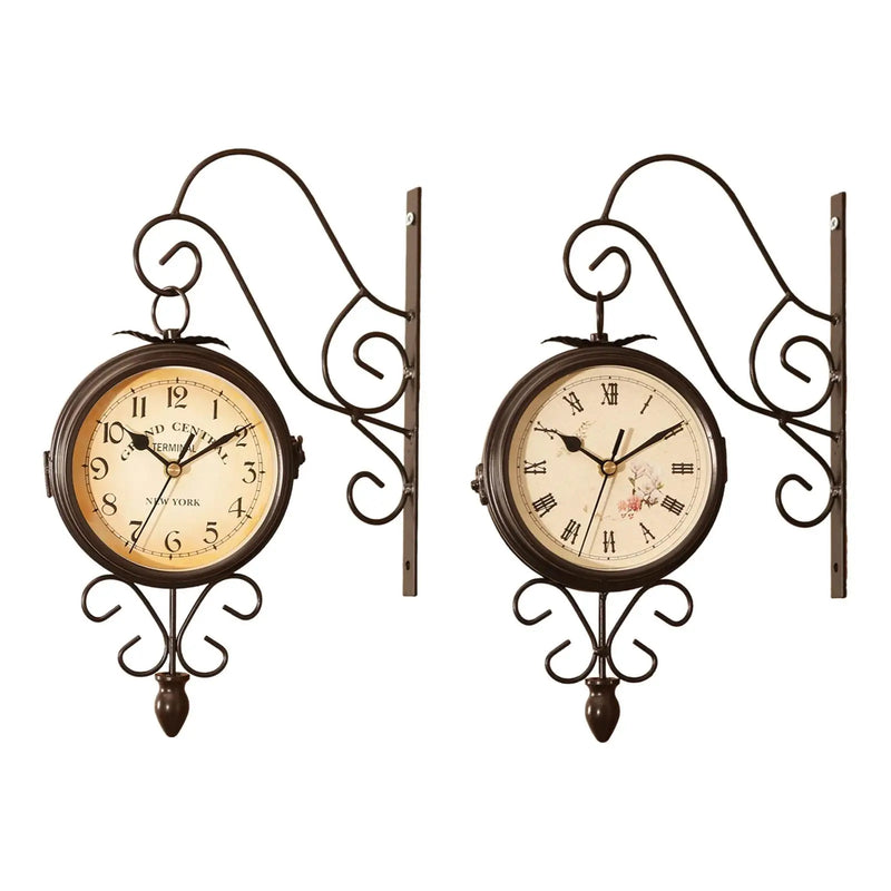 Double Side Wall Clock 4.72 inch 360 Degree Rotate Wall Decoration Mute Retro