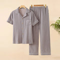 Sleepwear Pajama Male Pajamas Summer Men's Pure Cotton Set Short-sleeved  Long Pants Japanese-style Home Wear Large Size Casual