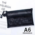 Nylon Mesh File Bag A4 A5 A6 Transparent Zipper Test Paper Information Bag Office Student Pen Bag Subject Bag Puzzle Storage Bag