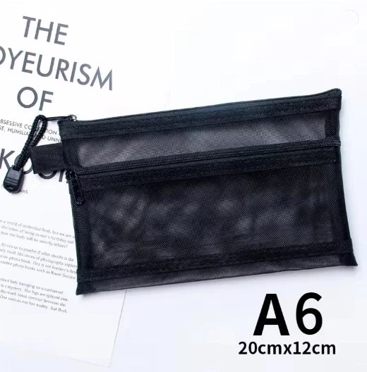 Nylon Mesh File Bag A4 A5 A6 Transparent Zipper Test Paper Information Bag Office Student Pen Bag Subject Bag Puzzle Storage Bag