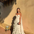 Halter Long Train Evening Gown Sweetheart Multi Layer | SAMAG