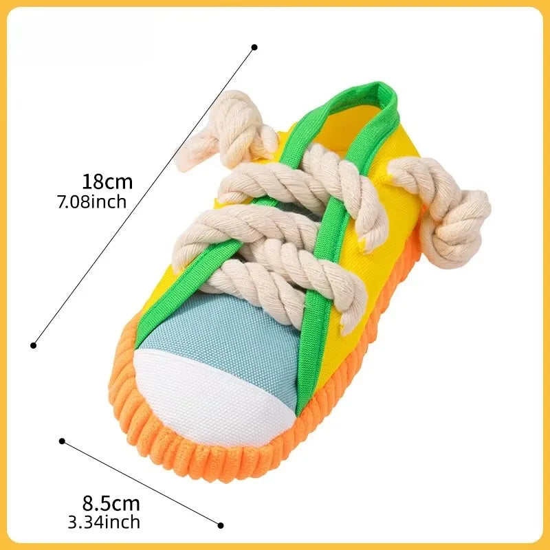 Squeaky Dog Toy Shoe Shape for Small Medium Dogs Puppy Chew Toys Teeth Cleaning Durable Interactive Pet Toys 3 Colors