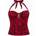 Women Summer Halter Tank Top Obsession Horror Movie Inspired Cosplay Costume Trendy Zebra‑Stripe Print Sexy Sleeveless Crop Top