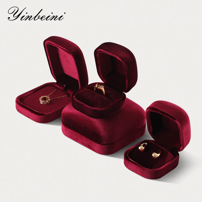 Yinbeini Wedding Ring Box Velvet Jewelry Box Collection Bracelet Necklace Pendant Storage Case Jewelry Display Organizer H030