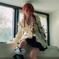 Karrram Y2k Aesthetics Lace Shirt Grunge Gothic Irregular - View 5 | SAMAG