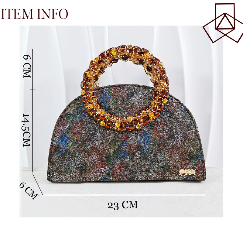 Multicolor Glitter Rhinestone Ring Handle Evening Clutch And Women High Heels Shoes Set Wedding Party Matching Bag