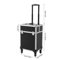 18" Aluminum Makeup Train Case, Rolling Cosmetic Organizer Cart with Key Lock, Large Portable Beauty Storage Suitcase for Professional Travel Salon