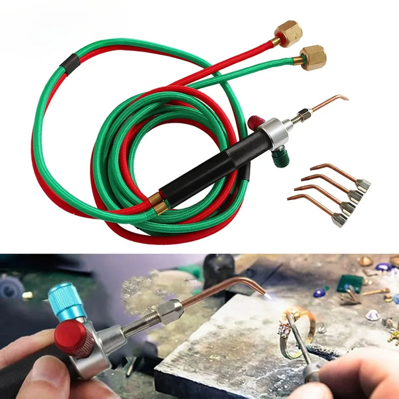 Mini Butane Torch Welding Gun with 5 Weld Tips for Jewelry Soldering, Oxygen Acetylene Precision Work Tool