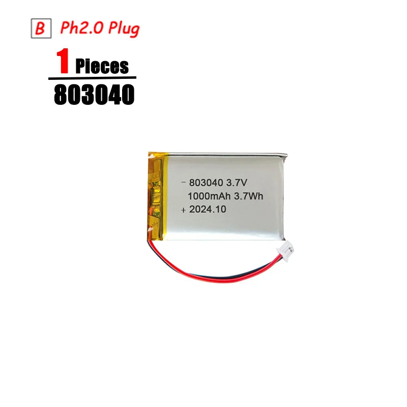 3.7V Lipo Battery Ph2.0 Plug Rechargeable Lithium Battery 3.7V For PS4 Humidifiers GPS Navigation  Bluetooth Speaker MP3 MP4