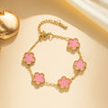 Classic Luxury Stainless Steel Bracelet Ladies Adjustable Five Flower Bracelets for Women New Fashion Party Jewelry Gifts Clover
