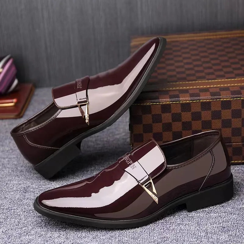 2026 New Men's Formal Dress Shoes, Formal Business High Gloss Slip on Loafers, Comfortable and Casual Men's Driving Boat Shoes