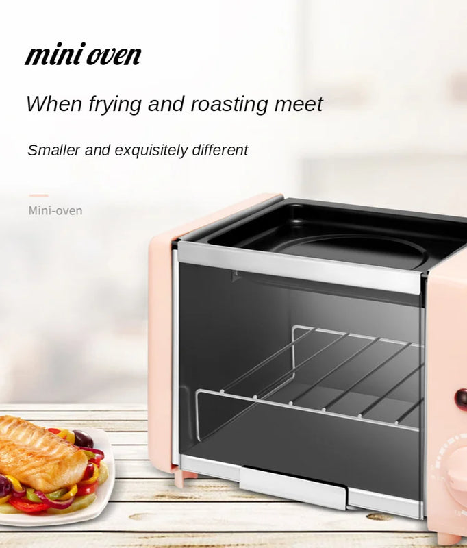 Multifunction Mini Electric Baking Bakery Roast Oven Grill Fried Eggs Omelette Frying Pan Breakfast Machine Bread Maker Toaster
