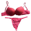 Cotton Deep V Lace Surface Push Up Sexy Bra Panty Sets Matching Bow G-string Comfortable Underwear Women Lingerie Set Intimates