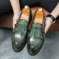 Street Fashion Men's Loafers Thick Sole Big Toe Shoes Trend Green Party Dress Shoes Men's Genuine Leather Casual Shoes 37-46