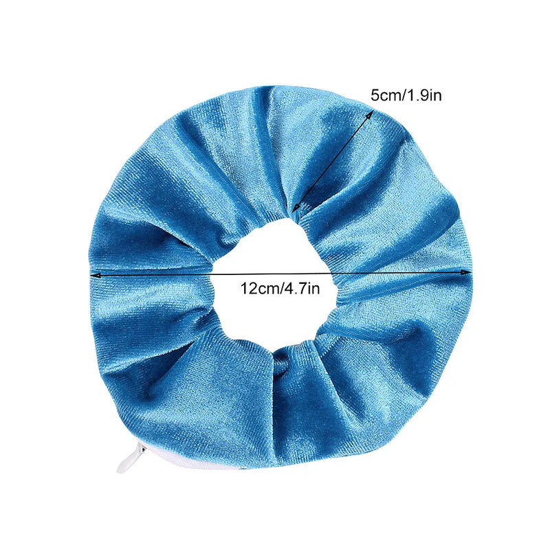 Portable Hidden Safe Sight Secret Hair Tie Storage Case Scrunchie With Zipper Hide Key Cash Jewelry For - View 2 | SAMAG