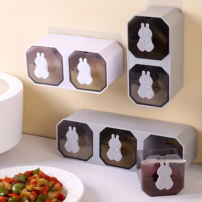 2/3 No - Drill Wall Mount Spice Organizer - Kitchen Drawer Storage Rack with Labels, Adhesive Seasoning Box - View 2 | SAMAG