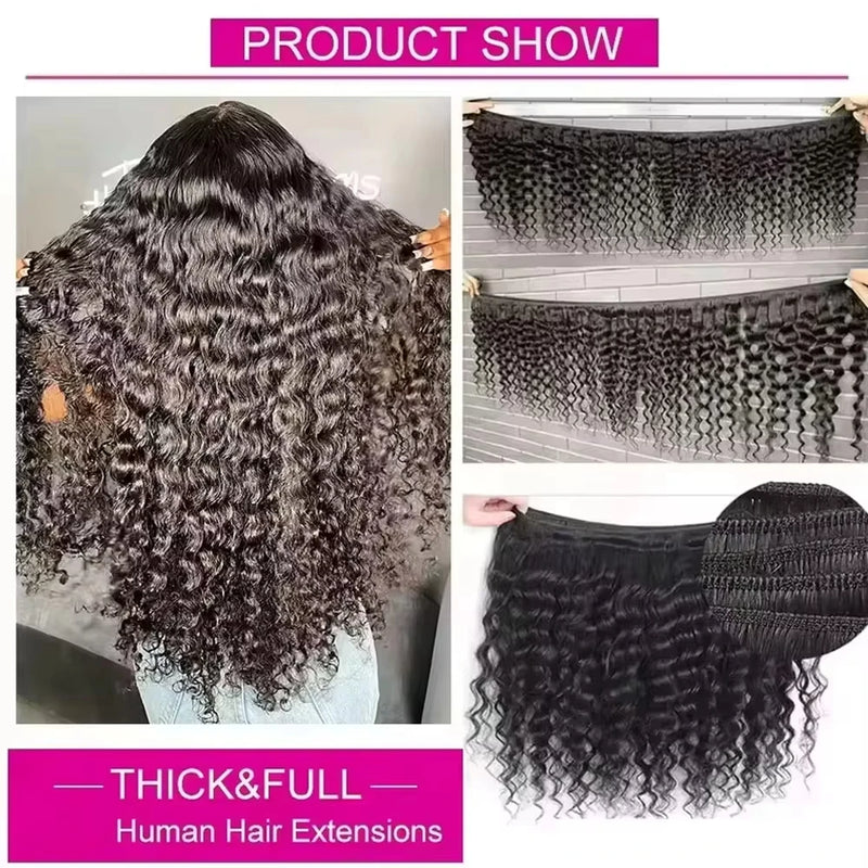 Human Hair Bundles Water Wave 40 inch Virgin Human Hair 2/5 Bundles For Women Sew In Quick Weave Raw Hair Extensions