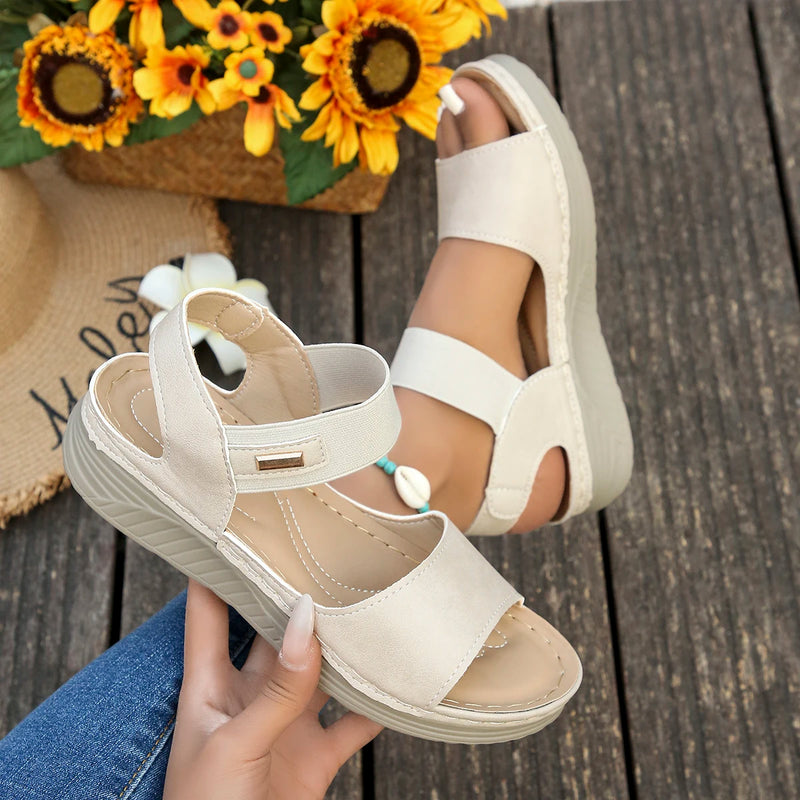 Women's Summer Wedge Sandals 2025 New Fashion Comfortable Beach Ladies Light Casual Thick Soled Large Size Sandals for Women