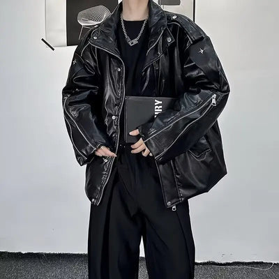 Autumn Winter Fashion Motocycle Zipper PU Leather Jacket | SAMAG