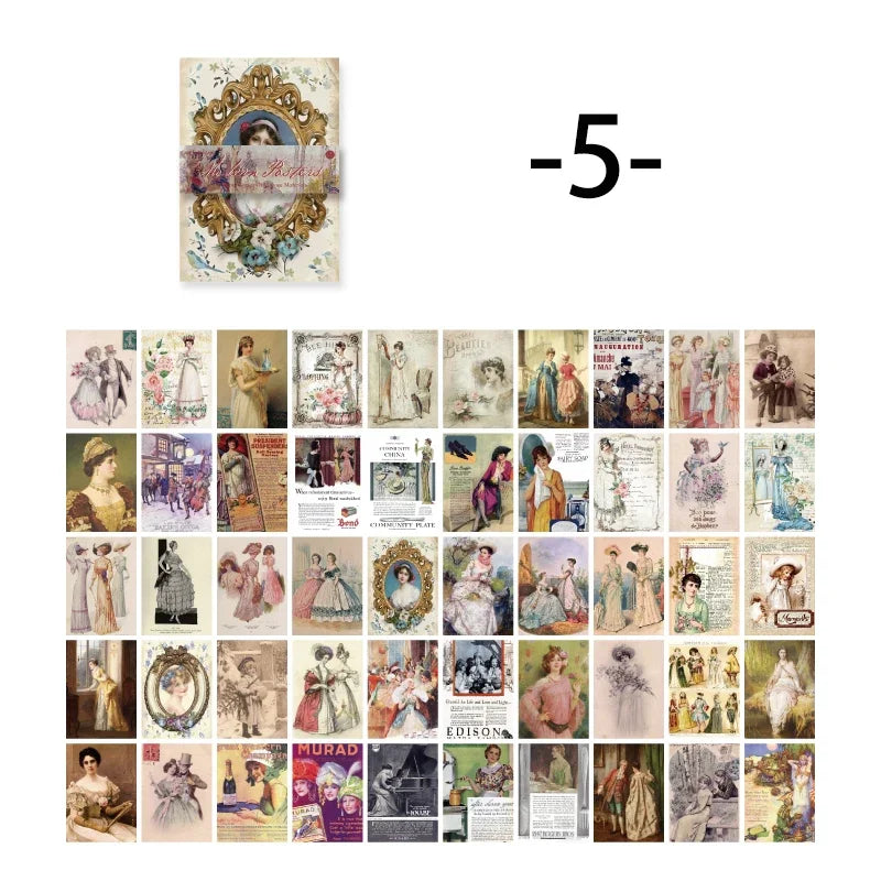 Mr. Paper 100pcs/book Vintage Character Message Card Beautiful Flowers European Style Hand Account Material Memo Pad
