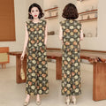 Women 2 Piece Outfit Sleeveless Printed Top And Wide Leg Pants Summer Casual Mom Wear For Middle Aged
