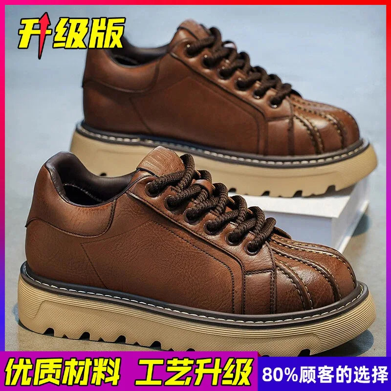 Men's Trendy Autumn Winter Thick-Soled Height-Increasing Workwear Shoes Versatile Sports Shell-Toe Board Shoes