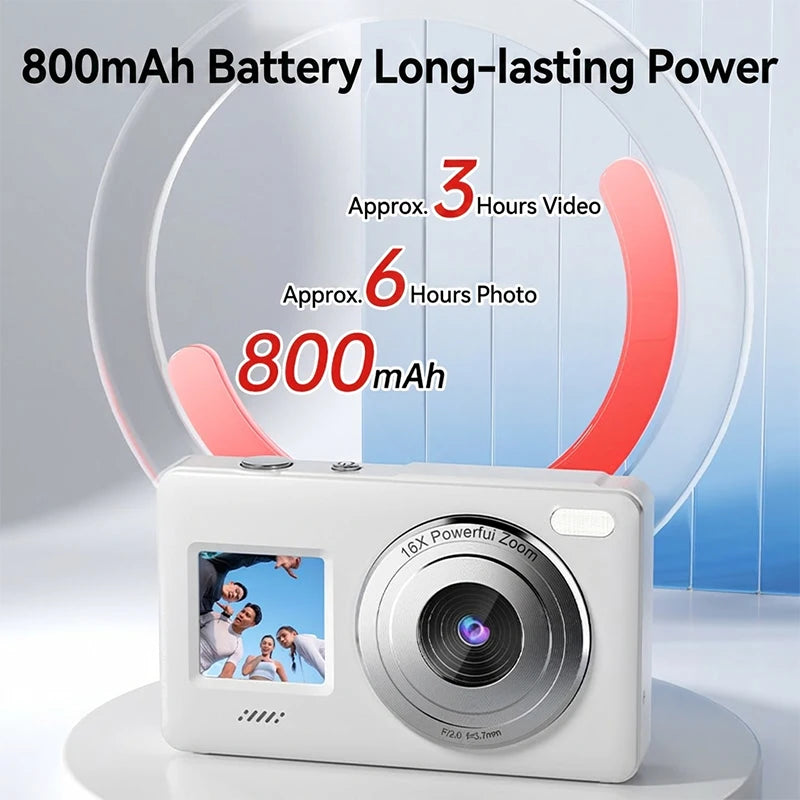 Children's Digital Camera 4800W High Definition Pixel Dual Color Screen 16X Zoom Beauty Feature Front And Back Pixel Camera