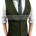 Men's Suit Vest V Neck Notched Lapel Slim Fit Leisure Wool Herringbone Tweed Vest Men for Wedding Groomsmen Mens Waistcoat Vest