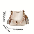 New Luxury Fashion Women's Shoulder Bag Large Capacity Bucket Bag With Ribbon Chain Crossbody Bag Commuting